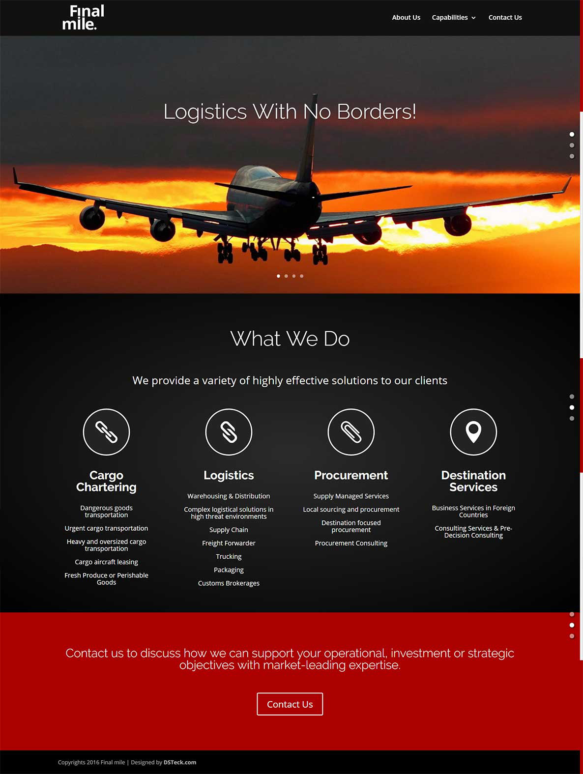 finalmile Logistics website